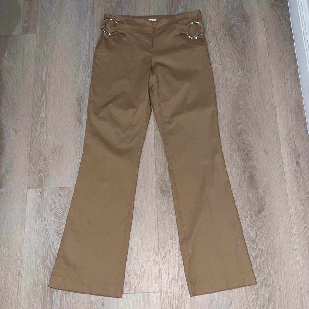Caché women’s khaki low rise flare pants